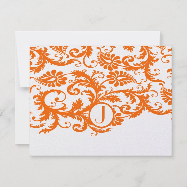 Tarjetas de respuesta Funky Damask de naranja (Anverso)