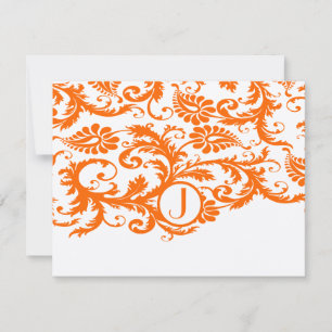 Tarjetas de respuesta Funky Damask de naranja