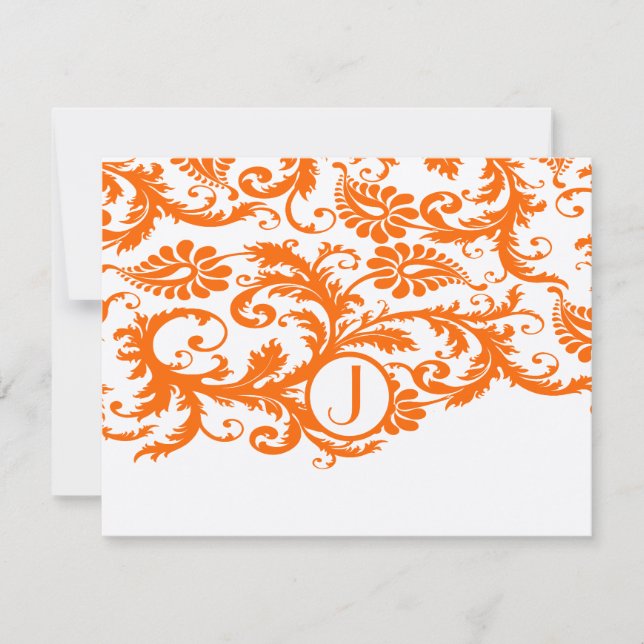 Tarjetas de respuesta Funky Damask de naranja (Anverso)