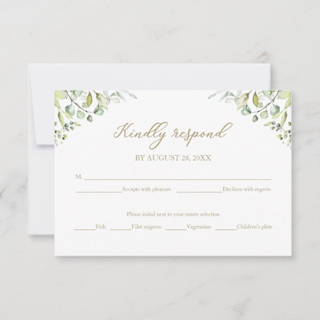 Tarjetas de Respuesta Inclusas para Boda con Verde (Anverso)
