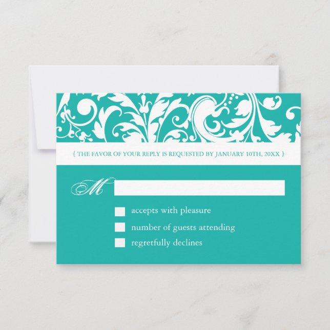 Tarjetas de respuesta Jade - RSVP de 3,5" X 5" (Anverso)