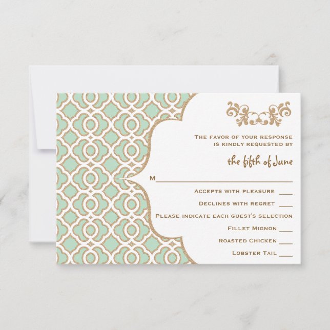 Tarjetas de respuesta marroquí Mint Green Gold (Anverso)