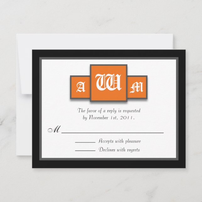Tarjetas de respuesta moderna / RSVP para Naranja  (Anverso)
