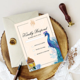 Tarjetas de respuesta musulmanas de pavo real ilus