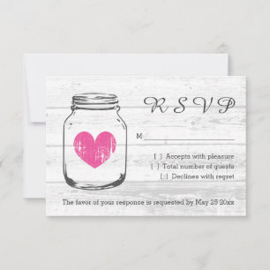 Tarjetas de respuesta nupcial RSVP para tarro de m