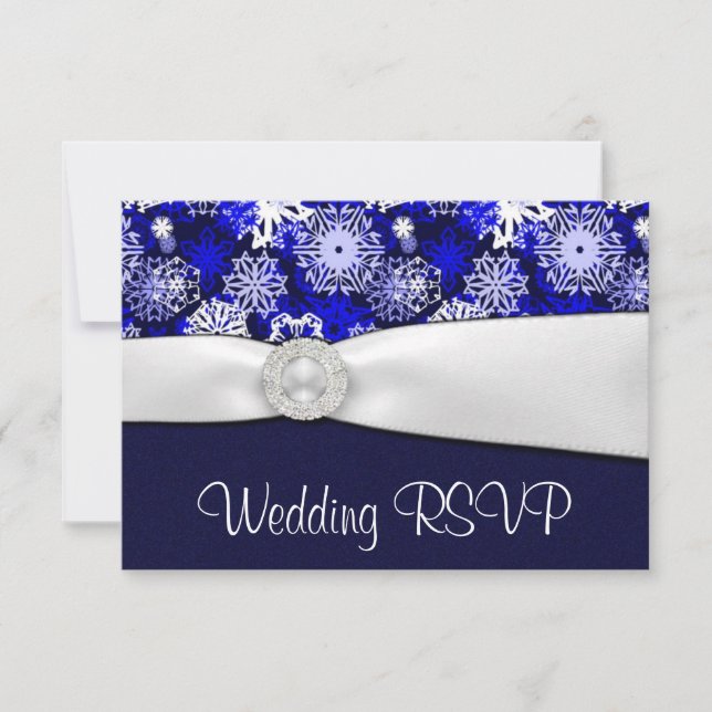 Tarjetas de respuesta para boda de copos de nieve  (Anverso)