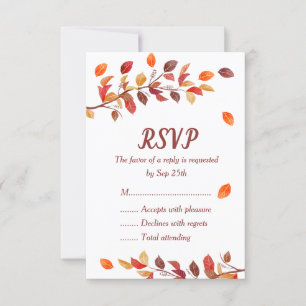 Tarjetas de Respuesta para Boda de Otoño con Hojas