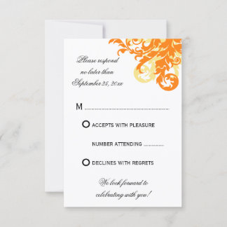 Tarjetas de respuesta para boda de otoño naranja y