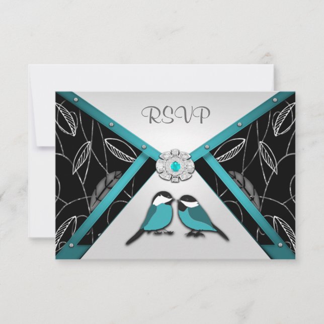 Tarjetas de Respuesta para Boda de Pájaros de Amor (Anverso)