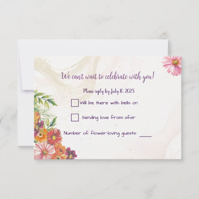 Tarjetas de respuesta para boda de primavera con f (Anverso)