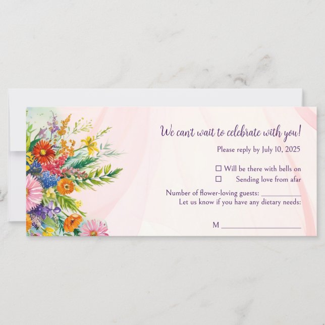 Tarjetas de respuesta para boda de primavera con f (Anverso)