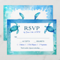 Tarjetas de Respuesta para Boda de Tortugas Marina