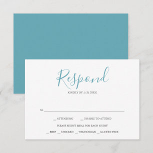 Tarjetas de Respuesta para Boda de Turquesa Azul d
