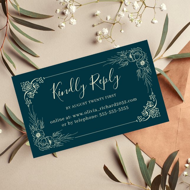 Tarjetas de Respuesta para Boda Elegante Flor de O (Subido por el creador)