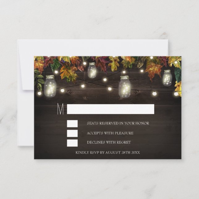 Tarjetas de respuesta para boda en frasco de Mason (Anverso)