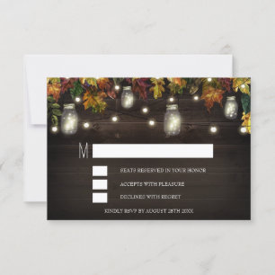 Tarjetas de respuesta para boda en frasco de Mason