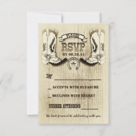 tarjetas de respuesta para boda western de zapatos