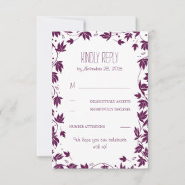 Tarjetas de respuesta para bodas con hojas del jar