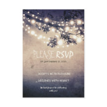 Tarjetas de respuesta para bodas con luces rústica