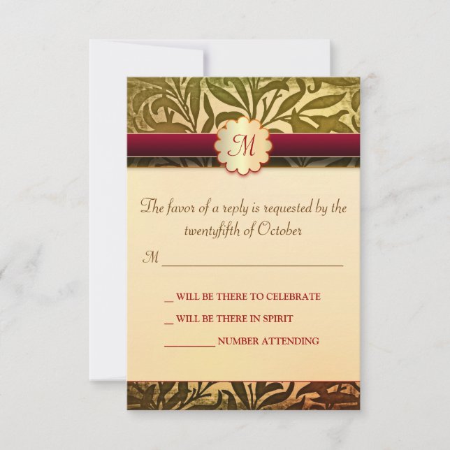 tarjetas de respuesta para bodas de otoño (Anverso)
