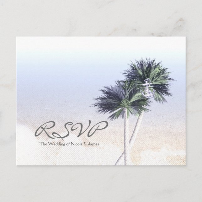 Tarjetas de respuesta para bodas en el paraíso de  (Anverso)