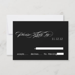 Tarjetas de respuesta para bodas modernas negro y