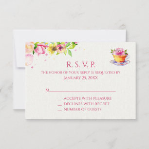 Tarjetas de respuesta para fiesta de té floral