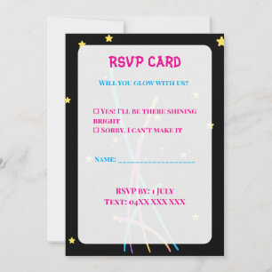 Tarjetas de respuesta para la fiesta Teen Glow – N