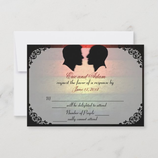 Tarjetas de respuesta personalizadas para bodas ga (Anverso)