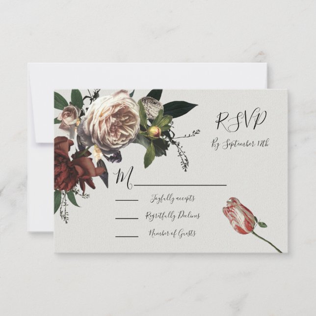 Tarjetas de respuesta Rembrandt Floral Boda RSVP (Anverso)