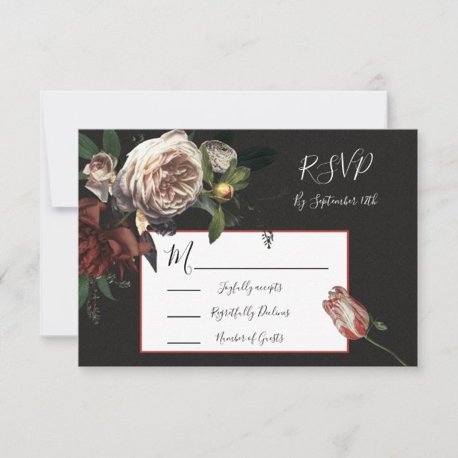 Tarjetas de respuesta Rembrandt Floral Boda RSVP (Anverso)