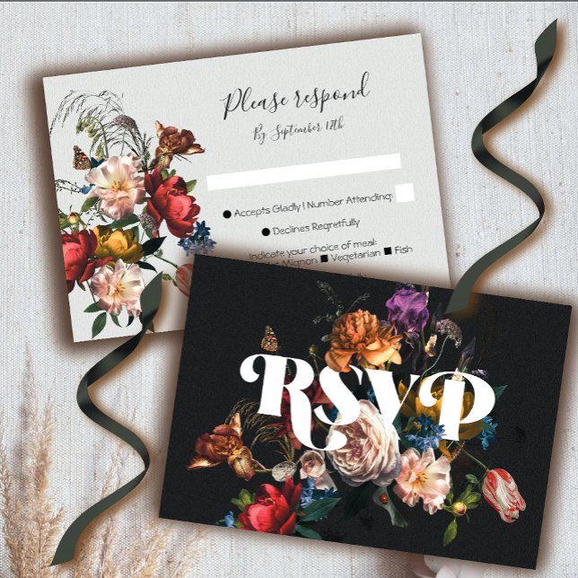 Tarjetas de respuesta Rembrandt Floral Boda RSVP (Subido por el creador)
