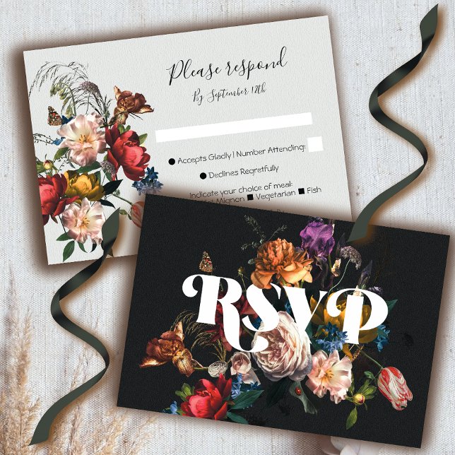 Tarjetas de respuesta Rembrandt Floral Boda RSVP (Subido por el creador)