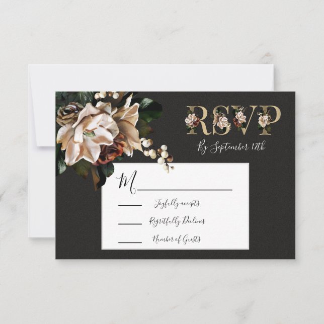 Tarjetas de respuesta Rembrandt Floral Boda RSVP (Anverso)