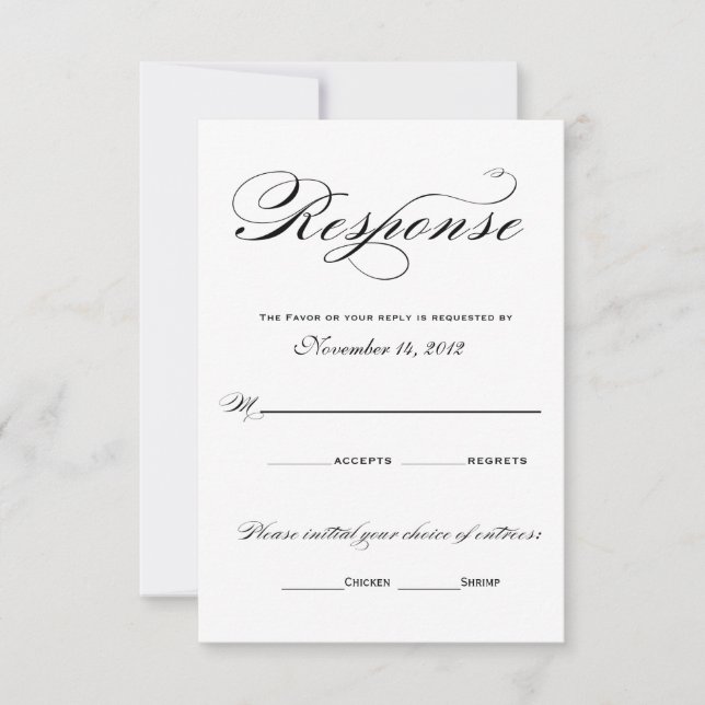 Tarjetas de respuesta románticas - Blanco y negro (Anverso)