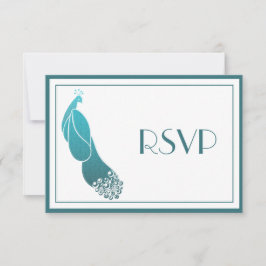 Tarjetas de respuesta RSVP Art Deco Pavo Real en V