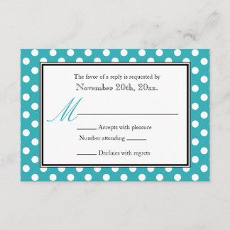 Tarjetas de respuesta RSVP blanco y turquesa de pu