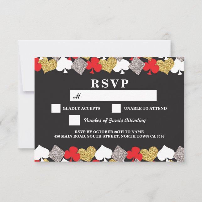 Tarjetas de respuesta RSVP Boda Casino Las Vegas (Anverso)