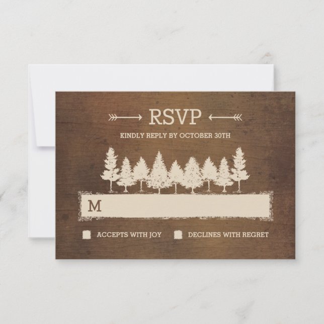 Tarjetas de respuesta RSVP/Boda de Woodland rustic (Anverso)
