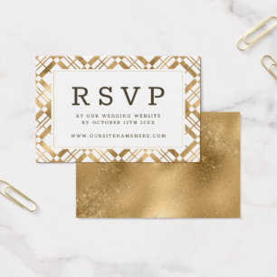 Tarjetas de respuesta RSVP con cuadros de oro amar