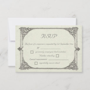 Tarjetas de respuesta RSVP con estilo de marco ant