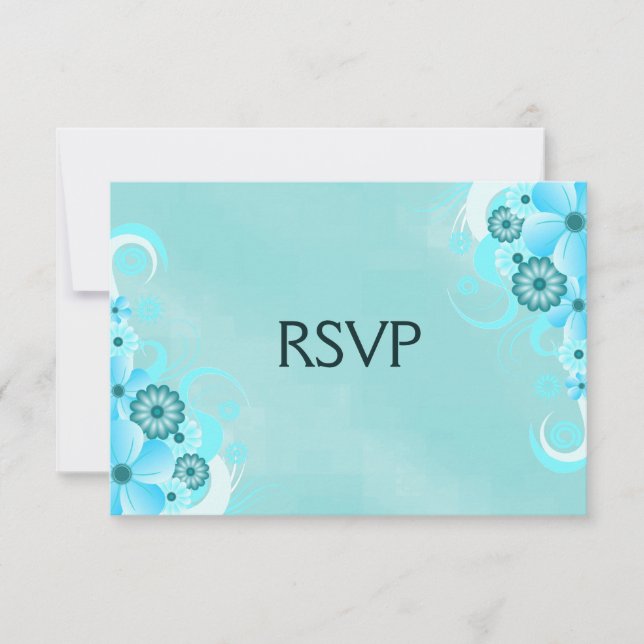 Tarjetas de respuesta RSVP con floración azul oscu (Anverso)