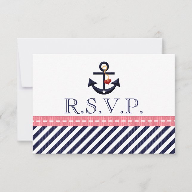 Tarjetas de respuesta RSVP de Ancla Náutica de la  (Anverso)