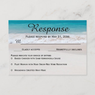 Tarjetas de respuesta RSVP de arena blanca de agua