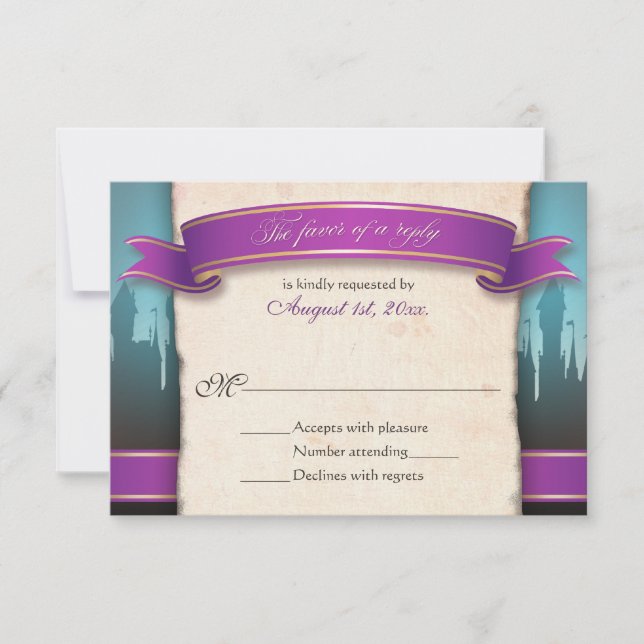 Tarjetas de respuesta RSVP de boda de cuento de ha (Anverso)