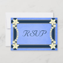 Tarjetas de respuesta RSVP de boda floral azul rús