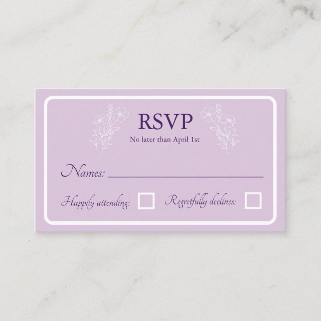 Tarjetas de respuesta RSVP de boda floral simple (Anverso)