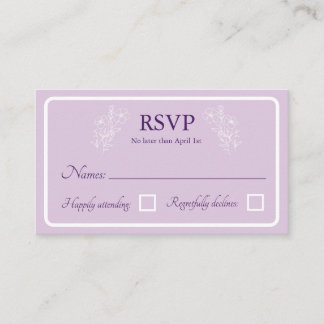 Tarjetas de respuesta RSVP de boda floral simple