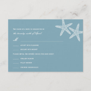Tarjetas de respuesta/RSVP de boda Starfish elegan