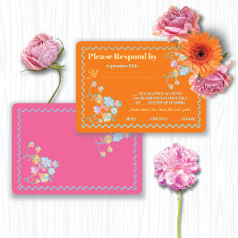 Tarjetas de respuesta RSVP de Bordado de Mod color